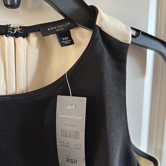 Ann Taylor Ivory & Black Color Block Top - Picture 3 of 4